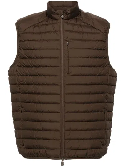 Save The Duck Dave Zip-up Quilted Gilet In Brown