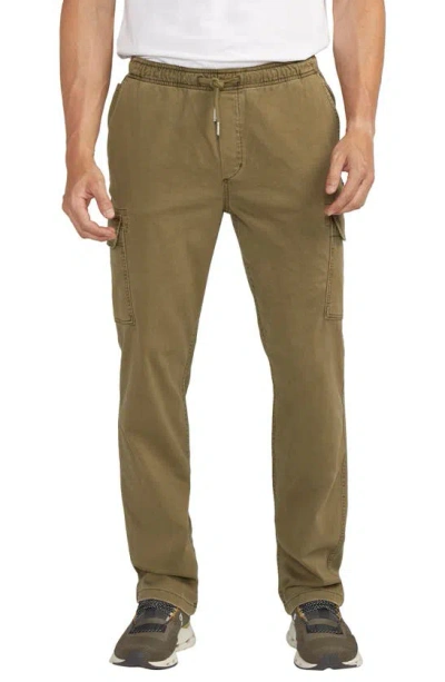 Silver Jeans Co. Pull-on Twill Cargo Trousers In Olive