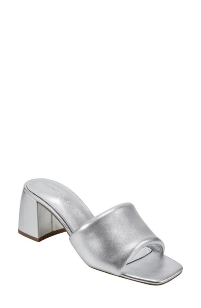 Marc Fisher Ltd Padded Leather Mule Sandals In Silver