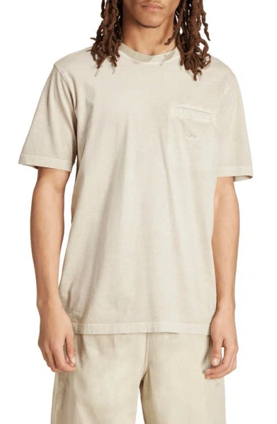 Adidas Originals Trefoil Essential Pocket T-shirt In Putty Grey