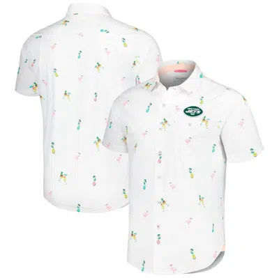 Tommy Bahama White New York Jets Nova Wave Flocktail Button-up Shirt