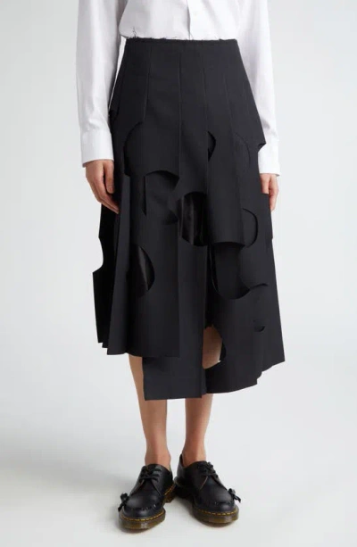 Comme Des Garçons Pleated Skirt Hole In Black