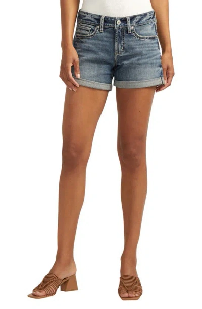 Silver Jeans Co. Suki Curvy Mid Rise Denim Shorts In Indigo