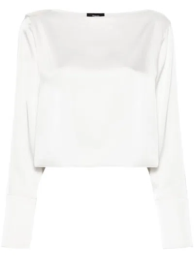 Theory Crewneck Top In Ivory