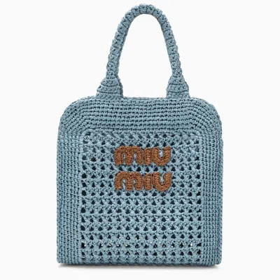 Miu Miu Light Blue Straw Handbag