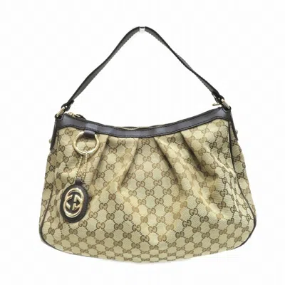 Gucci Sukey Brown Canvas Shoulder Bag ()