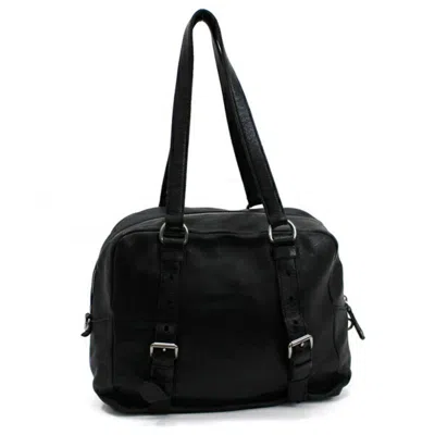 Prada Black Leather Shoulder Bag () In Metallic