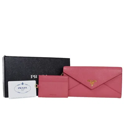 Prada Saffiano Pink Leather Wallet  ()