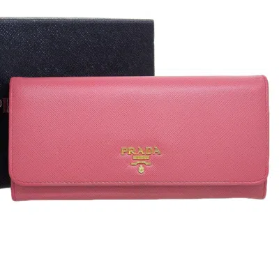 Prada Saffiano Leather Wallet () In Pink