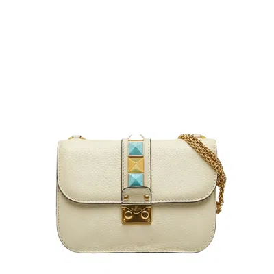 Valentino Garavani Rockstud Leather Shoulder Bag () In White