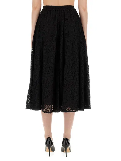 Michael Kors Lace Longuette Skirt In Black