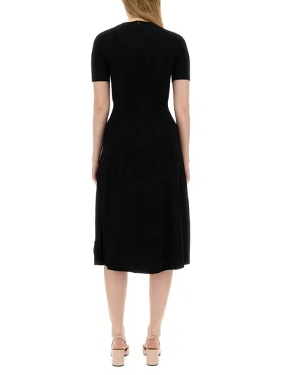 Michael Kors Stretch Knit Longuette Dress In Black