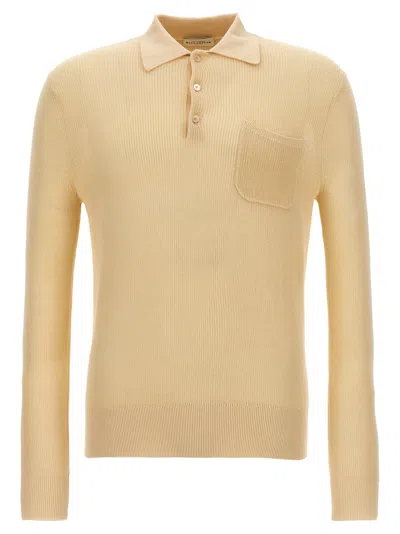 Ballantyne Cotton Knit Polo Shirt In Beige