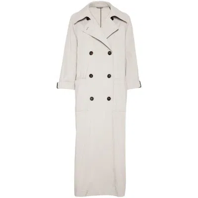 Brunello Cucinelli Long Trench Coat In Grey