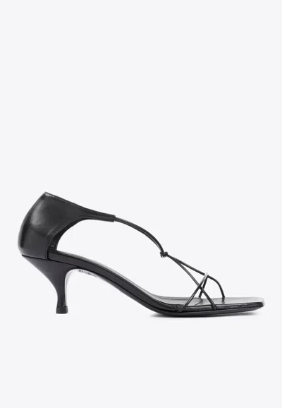 Totême Black 'the Leather Knot' Heeled Sandals