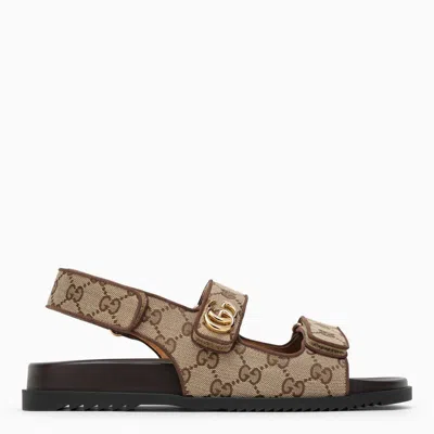 Gucci Low Sandal In Beige Gg Fabric Women In Cream