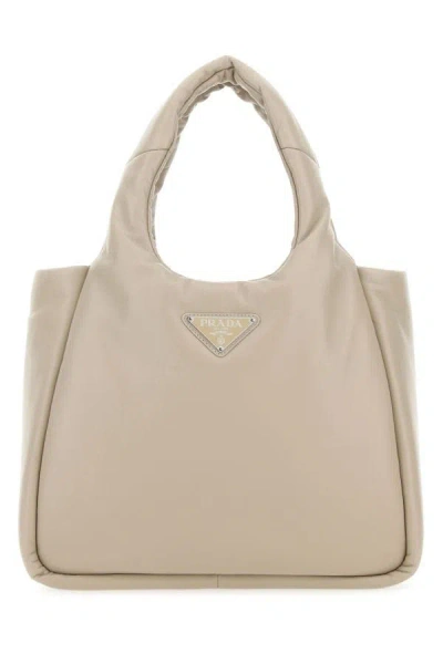 Prada Woman Sand Nappa Leather Handbag In Brown