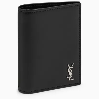 Saint Laurent Tiny Cassandre Matt Black Card Holder Men