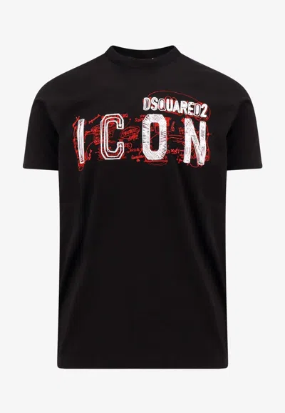 Dsquared2 Icon 印花棉t恤 In Black