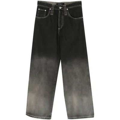 Federico Cina Faded-effect Wide-leg Jeans In Black