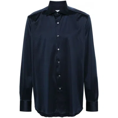 Fray Cutaway-collar Shirt In Blue