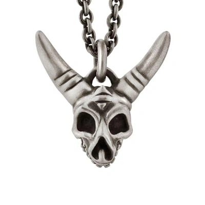 Gucci Horned Skull Pendant With Hinged Jaw In Silver