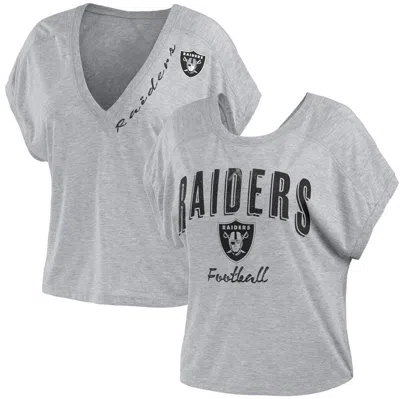 Wear By Erin Andrews Heather Gray Las Vegas Raiders Reversible T-shirt