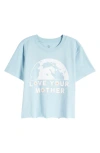 Treasure & Bond Kids' Cotton Crop Graphic T-shirt In Blue Planet Love