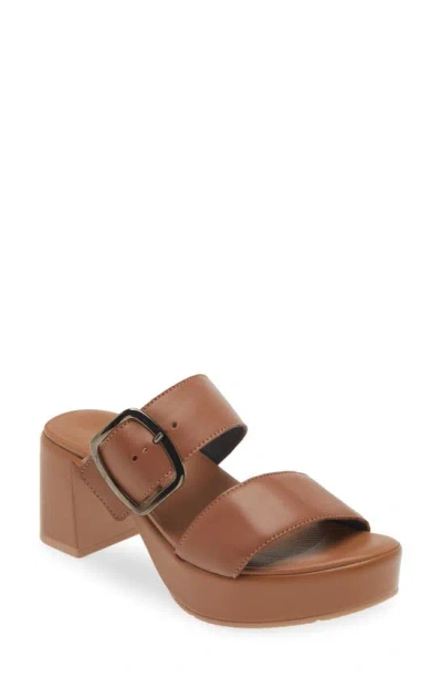 Naot Celeb Platform Slide Sandal In Caramel Leather