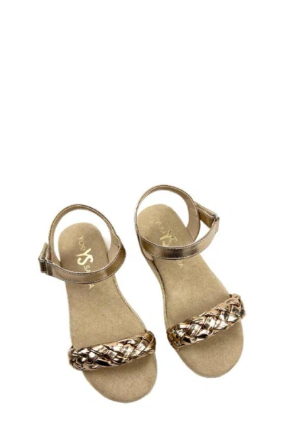 Yosi Samra Kids' Miss April Ankle Strap Espadrille Platform Wedge Sandal In Light Bronze