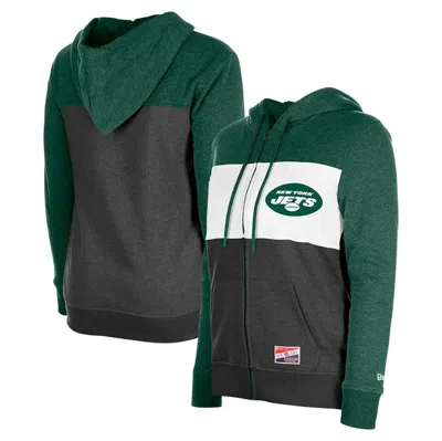 New Era Green New York Jets Color-block Full-zip Hoodie