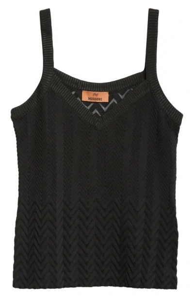 Missoni Crochet-knit Cotton-blend Tank In Black
