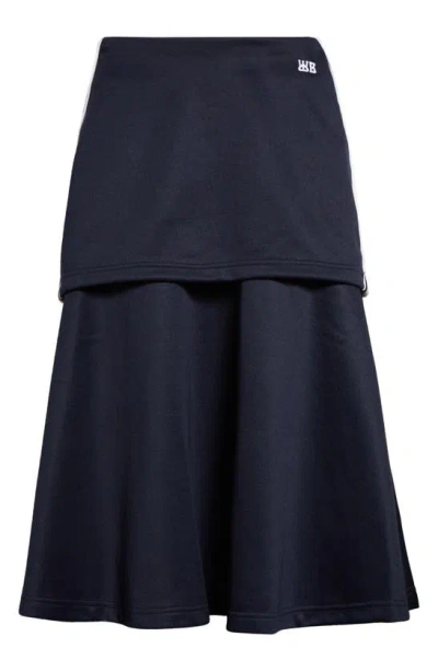 Wales Bonner Mantra Layered Midi Skirt In Blau