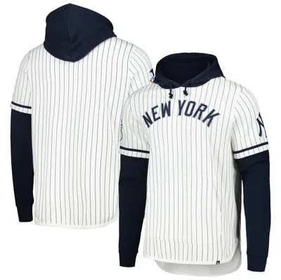 47 ' White New York Yankees Pinstripe Double Header Pullover Hoodie