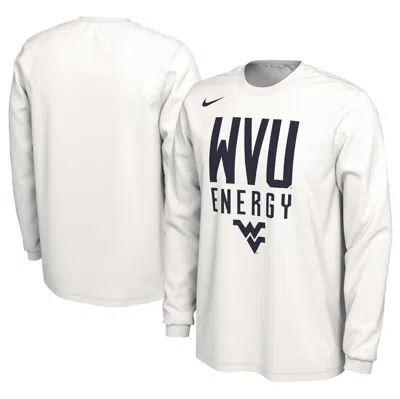 Nike Unisex   White West Virginia Mountaineers 2024 On-court Bench Energy Long Sleeve T-shirt