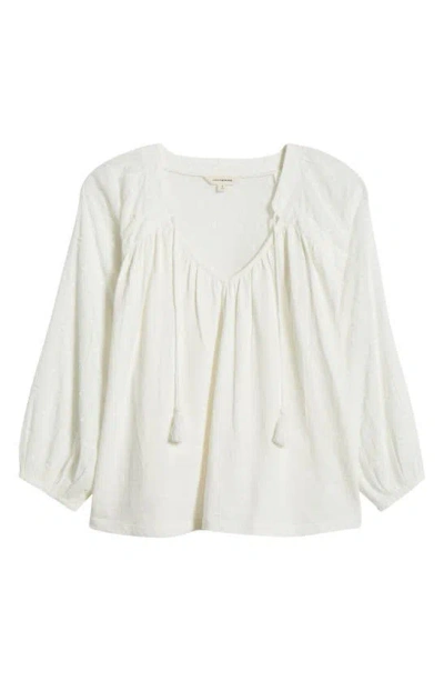 Lucky Brand Long Sleeve Cotton Peasant Top In White