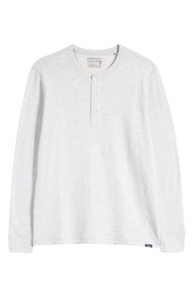 Faherty Sunwashed Organic Cotton Henley In Light Grey Heather