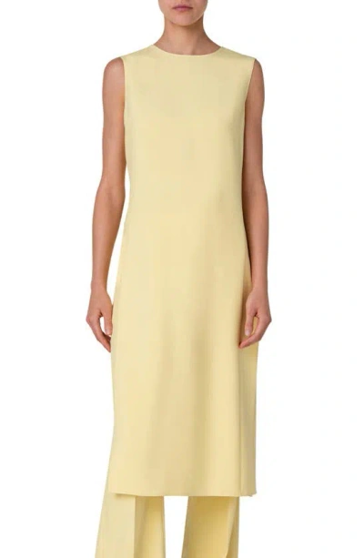 Akris Sleeveless Side-slit Silk Crepe Midi Tunic Dress In Primrose