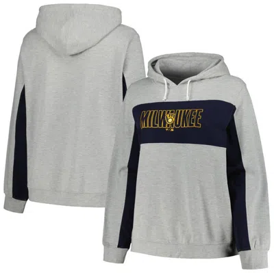Profile Heather Gray Milwaukee Brewers Plus Size Pullover Jersey Hoodie