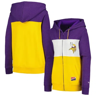 New Era Purple Minnesota Vikings Color-block Full-zip Hoodie