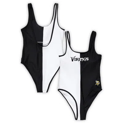 G-iii 4her By Carl Banks Black/white Minnesota Vikings Last Stand One-piece Swimsuit