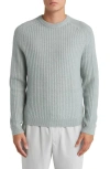 Reiss Millerson Textured Wool & Cotton Blend Crewneck Sweater In Sage