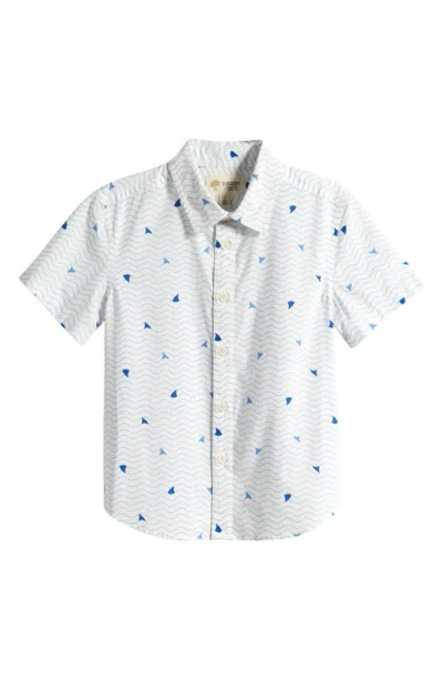 Tucker + Tate Kids' Dayton Woven Print Button-up Shirt In White Snow Fin Stripe