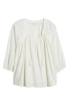 Lucky Brand Mix Media Peasant Top In White