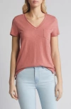 Caslon V-neck Short Sleeve Pocket T-shirt In Pink Canyon