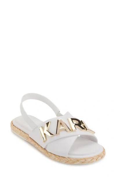 Karl Lagerfeld Women's Charla Logo Leather Slingback Sandals In Bright White