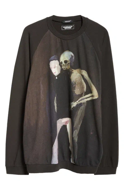 Undercover Graphic Print Cotton Crewneck Sweatshirt In Black