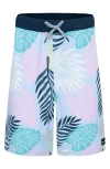 Hurley Kids' Big Boys Washed Pineapple Pull-on Swim Shorts In Blue Ice