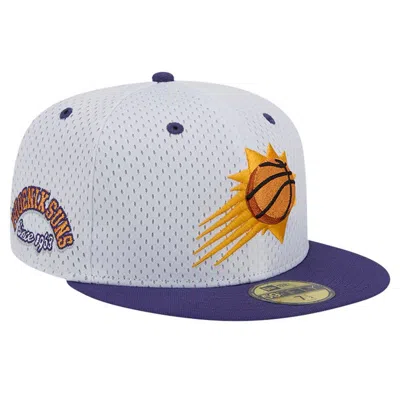 New Era Men's White/purple Phoenix Suns Throwback 2tone 59fifty Fitted Hat In White Purp