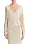 Vince Relaxed V-neck Knit Top In White Oak